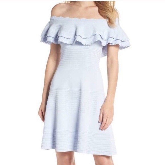 Eliza J Blue Off the Shoulder Dress XS - Picture 2 of 4